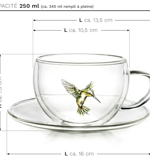 Tasse colibri verte, contenance 250 ml