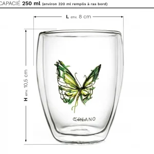 Verre papillon vert, contenance 250 ml