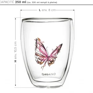Verre papillon rouge, contenance 250 ml