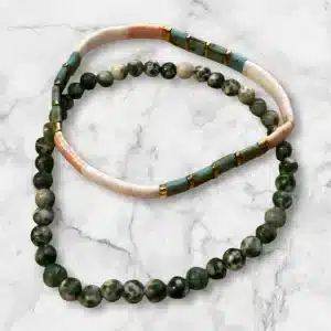 2 bracelets miyuki blanc et vert