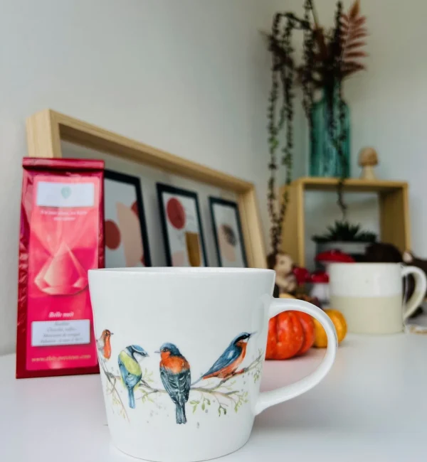 Tasse en porcelaine motif oiseaux 30cl – Image 2