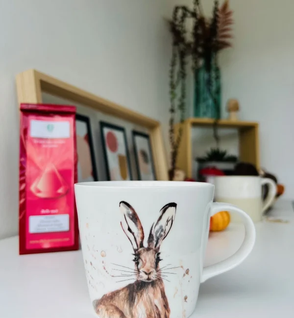 Tasse en porcelaine motif lièvre 30cl