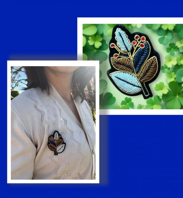 Broche florale brodée 2